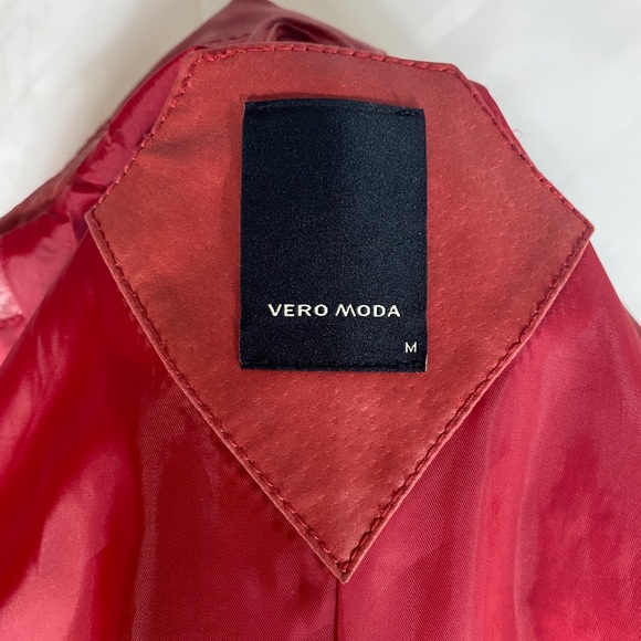 Vero Moda Red Real Leather Trench Coat - Picture 12 of 13
